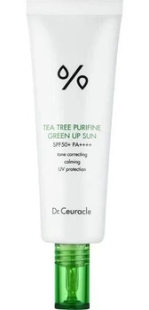Сонцезахисний крем для обличчя DR.CEURACLE Tea Tree Purifine Green Up Sun SPF50+ PA++++ 50 мл — заспокоюючий сонцезахисний крем ві