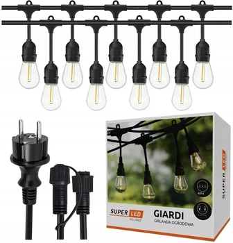 Садовая гирлянда 10 м с 10 LED-лампами E27 теплого белого света IP44 черная