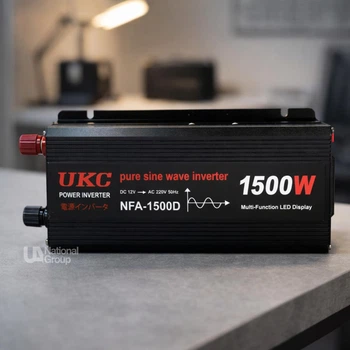 Інвертор перетворювач напруги 12V-220V UKC 1500 Вт з чистою синусоїдою, автомобільний інвертор 12 В у 220 В з цифровим дисплеєм і USB виходом для ноутбуків, телевізорів, аудіо- та відеотехніки, RB-235
