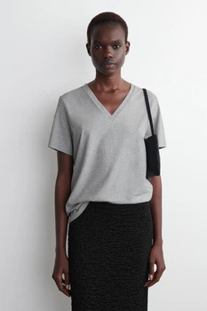 Футболка жіноча COS v-neck cotton t-shirt 1277147006 S Сірий
