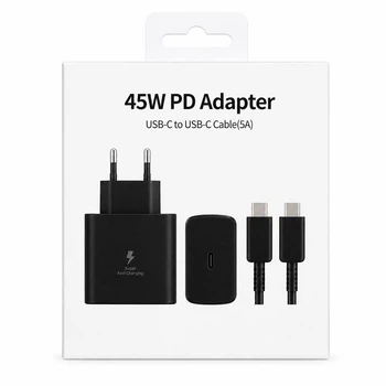 Адаптер Type-C 45W + кабель Type-C/Type-C Черный