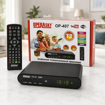 Цифровой тюнер Operasky OP-407 Full HD 1080p эфирный DVB-T2 ресивер Full HD с Wi-Fi и USB приставка с LED-дисплеем