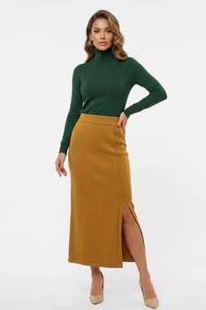 Юбка женская однотонная горчичного цвета Fashion размер 42-44 (217224)