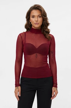 Кофта женская однотонная бордового цвета Fashion размер 42-44 (217330)