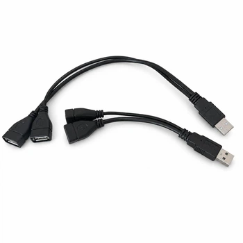 USB-разветвитель 1 на 2 USB-A Male — 2×USB-A Female для питания и передачи данных, 15 и 30 см, 2 шт.