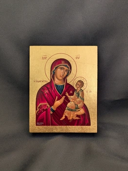 Греческая писаная икона Божией Матери Одигитрия (Путеводительница) 9×11,5 см