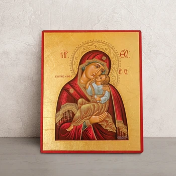 Писаная икона Божьей Матери Взыграние Младенца 15×19 см