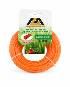 Волосінь для тримера Agrimotor 3,0 мм × 15 м, кручений квадрат з кордою