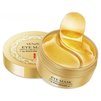 Гідрогелеві патчі для очей з екстрактом біо золота та спіруліни Venzen Gold Moisturizing Eye Mask, 60 шт