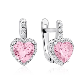Срібні сережки «Pink Heart»