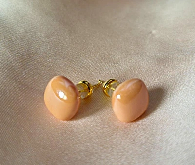 Женские сережки "Квадратики" 1.2см jewelry Карамельного цвета