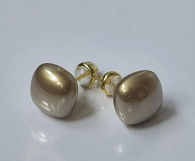 Женские сережки "Квадратики" 1.2см jewelry Бежевого цвета