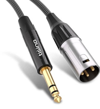 Кабель Tisino Jack 6.35 мм TRS – XLR 2 м, балансный аудиокабель, профессиональный для микшера, колонок, студии