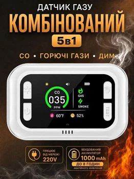 Комбинированный датчик утечки газа и дыма Navu