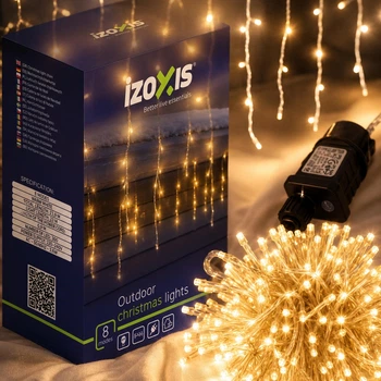 Светодиодная гирлянда 300 Led 15 метров 8 режимов уличная для дома теплый белый Izoxis SE0747