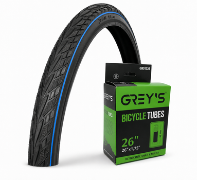 Комплект велосипедний Deli Tire 26x1.75 (47-559) + камера Grey's 26x1.75 AV 48 мм, покришка для міського та дорожнього велосипеда,