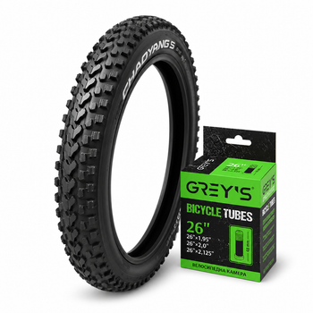 Комплект велосипедный ChaoYang 26×2.10 покрышка + камера Grey's 26×1.95-2.125 AV 48 мм для MTB