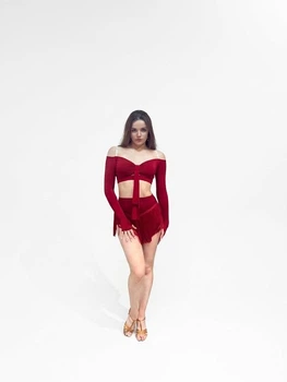 Топ для танців відкритими плечима Ritmo Bordo розмір L