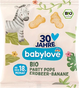 Кукурудзяні снеки Babylove BIO Party Pops «Полуниця-Банан» для дітей від 18 місяців, 20 г