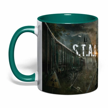 Чашка с печатью "Stalker 2" №2 (цвет тёмно-зеленый) (44581)