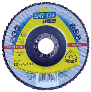 Пелюстковий шліфувальний диск Klingspor SMT-324 Extra (125 мм, P40, 22.23 мм) випуклий круг (20954)