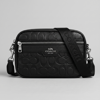 Мужская барсетка Coach прямоугольная черная. Маленькая сумка Coach с монограммой через плечо. Кросс-боди коуч ART1002