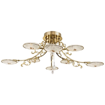 Потолочная классическая люстра La Lampada PL 7257/4+4.26 золото латунь стекло кристаллы 8xG9 D100 см