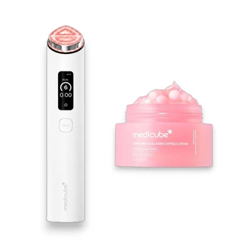 Премиальный набор для восстановления и сияния кожи Medicube AGE-R Booster Pro X2 + PDRN Pink Collagen Capsule Cream White 1 шт + 55 мл