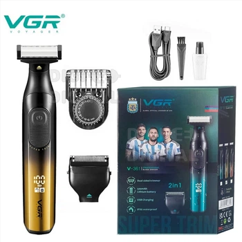 Бритва-триммер для стрижки бороды и усов VGR V-361 GOLD LED display IPX6