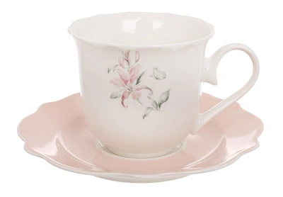 Чашка Bona Di Pink Orchid с блюдцем 250 мл фарфоровая (K157)