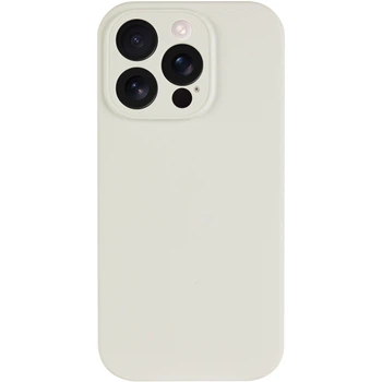 Силіконовий чохол Silicone Silk Full Camera Protective (AA) No Logo для iPhone 15 Pro (Айфон 15 про), матова накладка Soft Touch з повним захистом камери, корпусу, м'якою підкладкою з мікрофібри Antique White