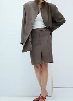 Спідниця H&M 17280 38 Сірий з коричневим (1210)