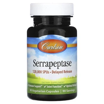 Серрапептаза 120 000 SPU Carlson (Serrapeptase) 90 рослинних капсул (CAR-66220)