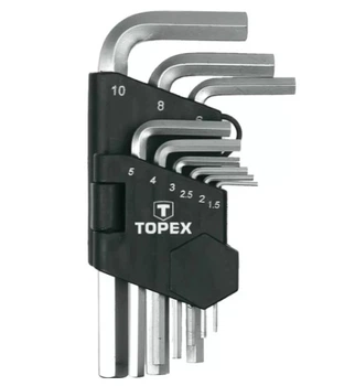 Набір ключів шестигранних Topex (1.5-10 мм, 9 шт) шестигранники короткі (22746)