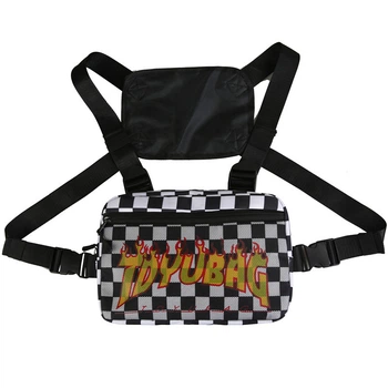 Нагрудная сумка 3025 TOYU BAG черно белая в клетку