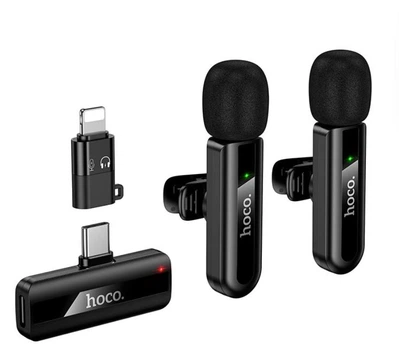 Беспроводная петличная микрофонная система HOCO L20A Dual (Type-C + Lightning) Black