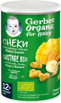Кукурузно-овсяные снеки Gerber с Манго и Бананом для детей от 12 месяцев 35 г (8445292719346)