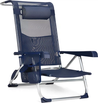 Krzesło plażowe Outtec 2w1 z funkcją leżaka Sun Flex Granatowe 198281 (5905884424131)