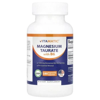 Магній таурат з вітаміном B6 Vitamatic (Magnesium Taurate with B6) 180 рослинних капсул (VMC-47403)