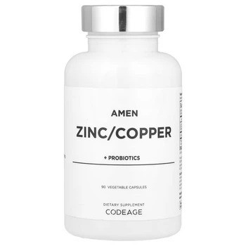 Цинк та мідь з пробіотиками Codeage (Amen Zinc/Copper + Probiotics) 90 рослинних капсул (AGE-00870)