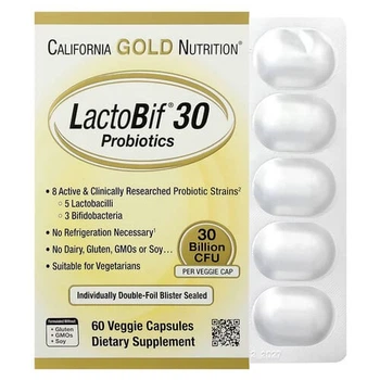Пробіотики LactoBif 30 млрд КУО California Gold Nutrition (LactoBif Probiotics) 60 капсул (CGN-00965)
