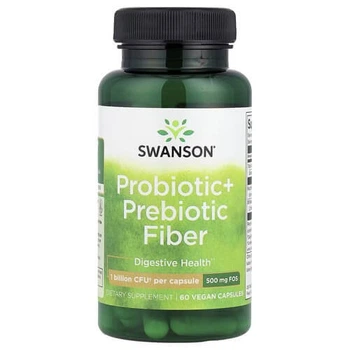 Пробіотики з пребіотиками Swanson (Probiotic+ Prebiotic Fiber) 60 рослинних капсул (SWV-19038)