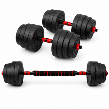 Гантели композитные со Штангой Champion X-venum 2шт 55см 16 кг Черно-Красный