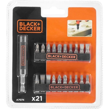 Набір біт BLACK+DECKER A7074 (21 предмет, Phillips, Pozidriv, Torx, Slotted) (44221)