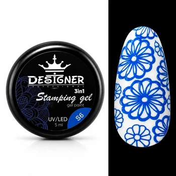 Гель-краска Stamping Gel Paint 3в1 (тёмно-синяя S06) 5 мл для стемпинга, аеропуффинга и росписи