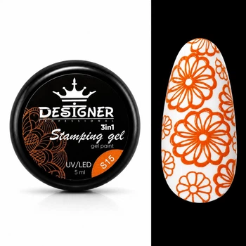 Гель-краска Stamping Gel Paint 3в1 (красно-оранжевая S15) 5 мл для стемпинга, аеропуффинга и росписи