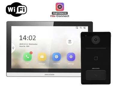 Комплект IP Wi-Fi відеодомофонії Hikvision DS-KH6350-WTE + DS-KV6133-WME1
