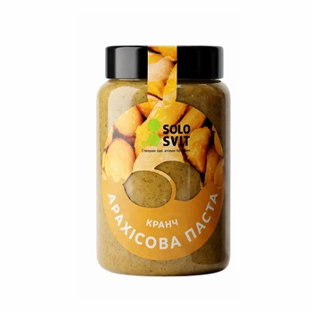 Арахісова паста без цукру SOLOSVIT Кранч (зі шматочками арахісу), 400 г