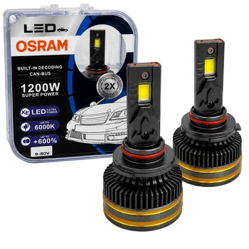 Светодиодные лампы HB3 (9005) OSRAM 1200W 9-80V с обманкой CANBUS +600%, комплект 2 шт.(02128)