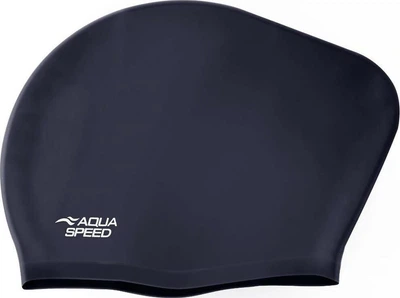 Шапочка для плавания AQUA SPEED Long Hair Cap, для длинных волос, силиконовая, черная, универсальный размер OSFM (705-07)